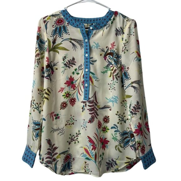 Talbots Women's Paisley Floral Print Long Sleeve Tunic Top Plus Size XS Colorful - Picture 1 of 12